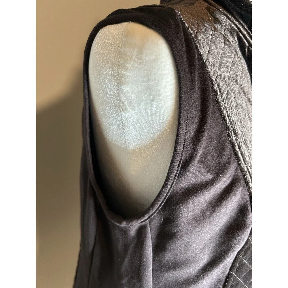 Susan Graver Weekend Velour Quilted Knit Zip Front Vest Brown S